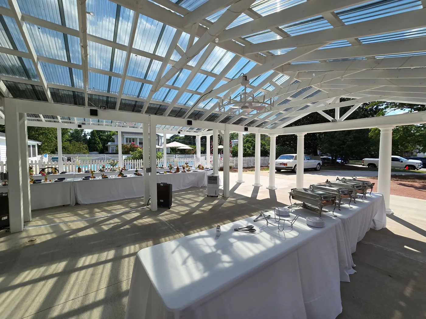 Covered outdoor reception pavilion at Simply Divine