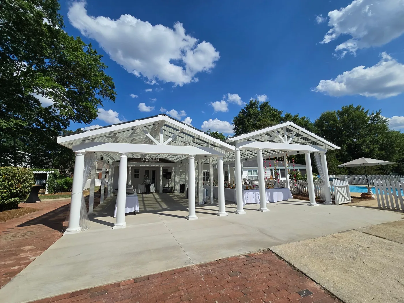 Outdoor pavilion and grounds at Simply Divine